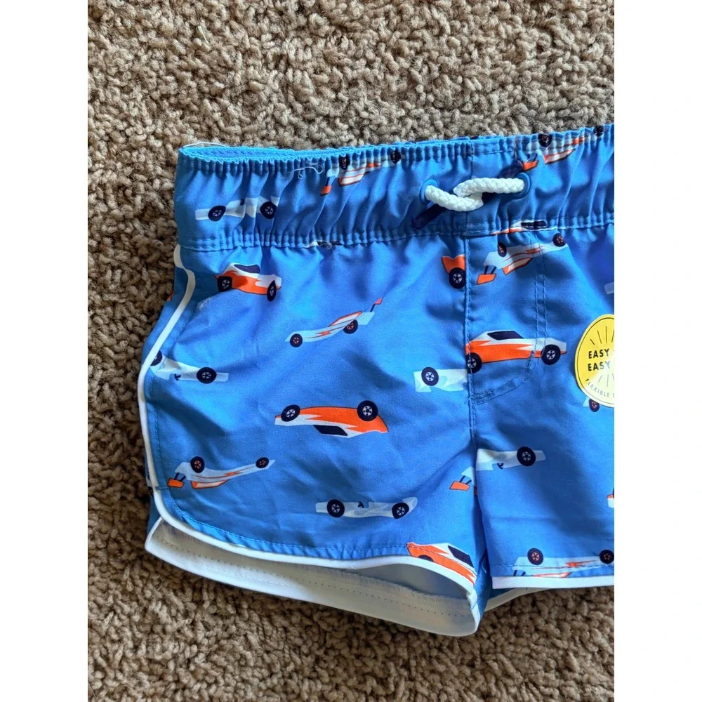 Cat & Jack Blue Racecar Mesh Lined Swim Trunks Shorts Baby Boy 12M NEW NWT - Picture 2 of 8